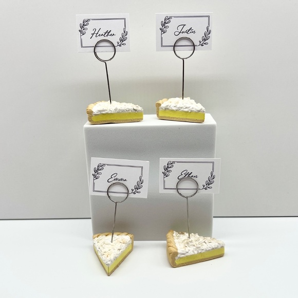 Lemon Meringue Pie Place Card Holders – Set of 2 | Handmade Clay Table Decor - Picture 13 of 16